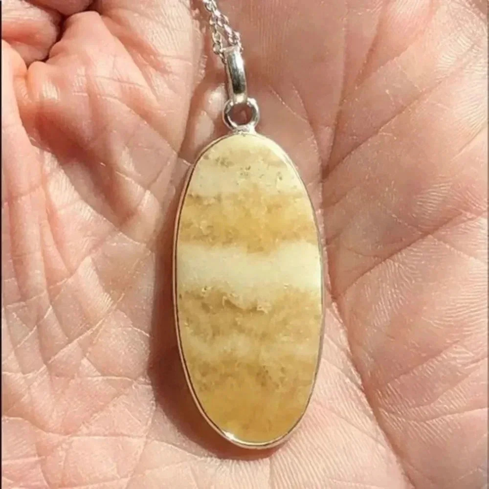 Authentic Coconut Jasper 925 Sterling Silver Necklace NWT